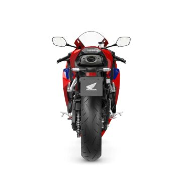 Honda CBR600RR 2027 σε Ignition Red HRC TriColour, πίσω όψη