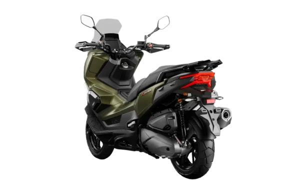 KYMCO Xtera 350 σε πράσινο χρώμα με σχάρα και ζάντες αλουμινίου